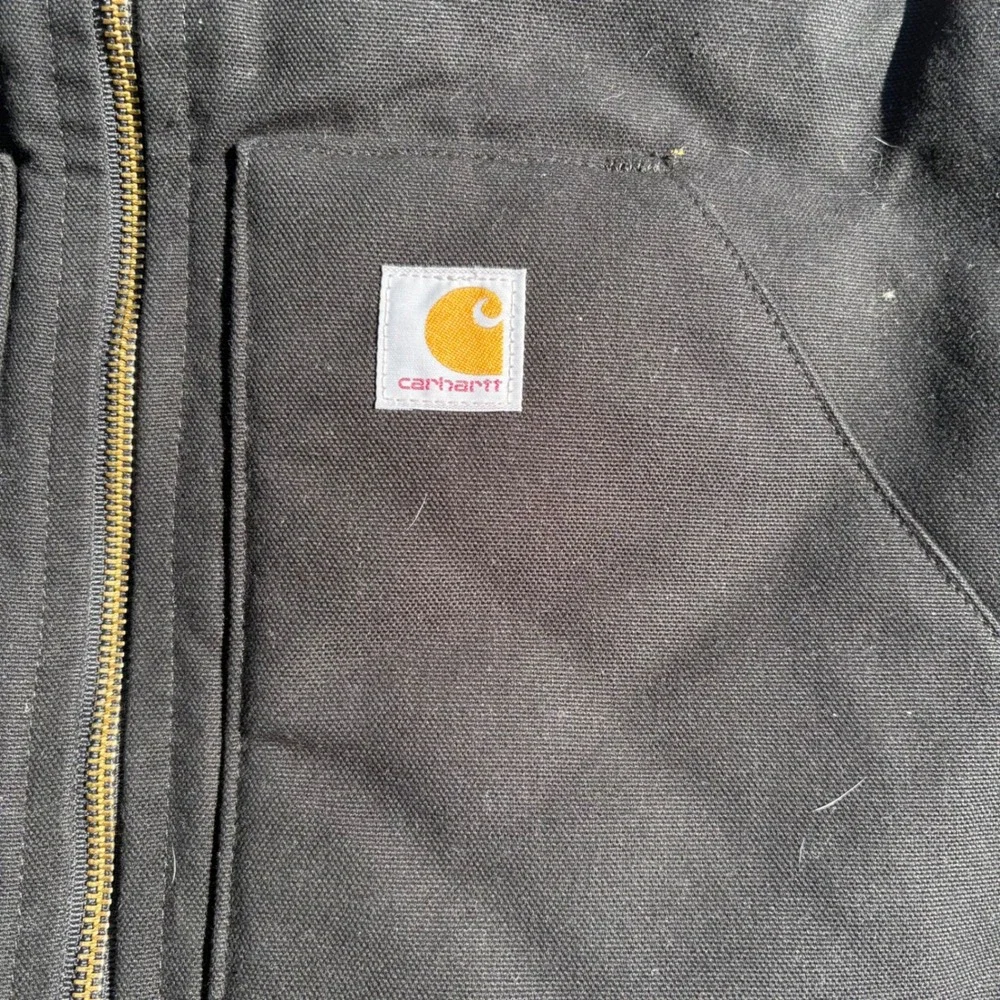 Carhartt Mens V01-BLK Duck Vest Black Canvas Workwear Hugg & Hall Logo Size M